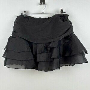 MakeMeChic Mini Skirt with Liner Shorts Women’s Black Tiered Ruffle Layered